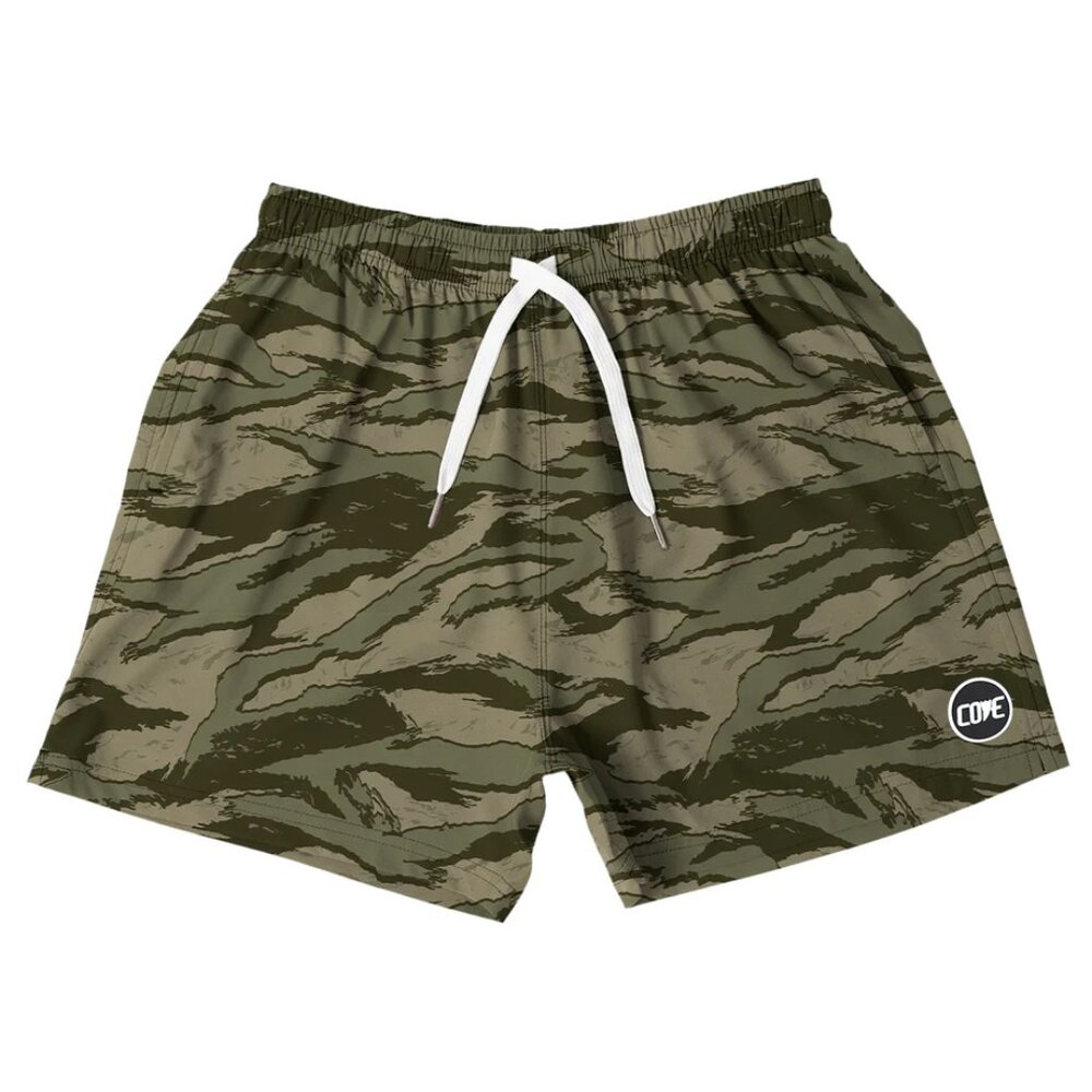 Cove Tiger Camo Sand Shorts, 30W, 5" Inseam, EUC
